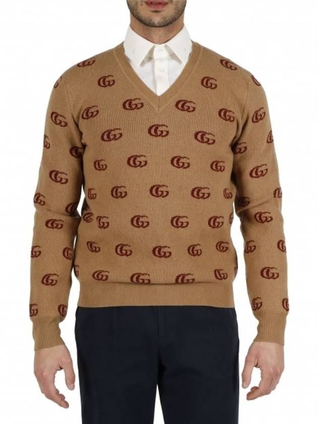 Jacquard wool V neck sweater - GUCCI - BALAAN 7