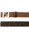 FF Buckle Pattern Reversible Leather Belt Brown - FENDI - BALAAN 3