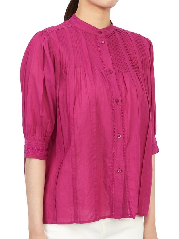 Women's Lace Button Cotton Blouse Purple - VANESSA BRUNO - BALAAN 4