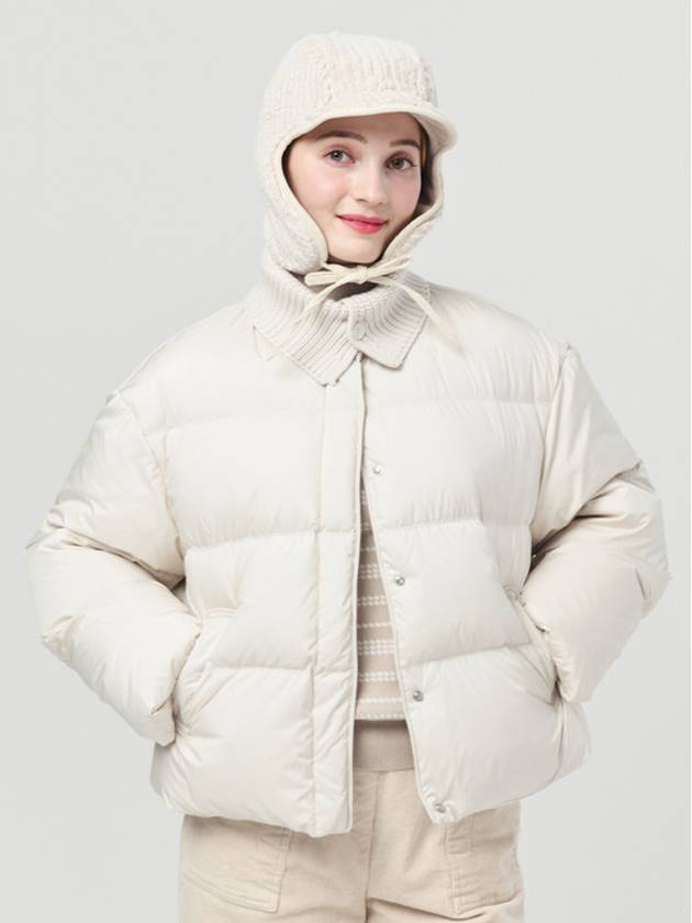 Women s Knit Collar Color Scheme Down Padded Ivory Jacket DO6242JP11 - DOYOUKNOWMC GOLF WEAR - BALAAN 4