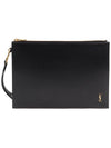 Tiny Cassandre Shiny Leather Zip Tablet Clutch Bag Black - SAINT LAURENT - BALAAN 2