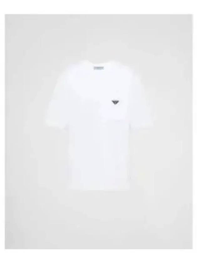 Triangle Logo Jersey Short Sleeve T-Shirt White - PRADA - BALAAN 2