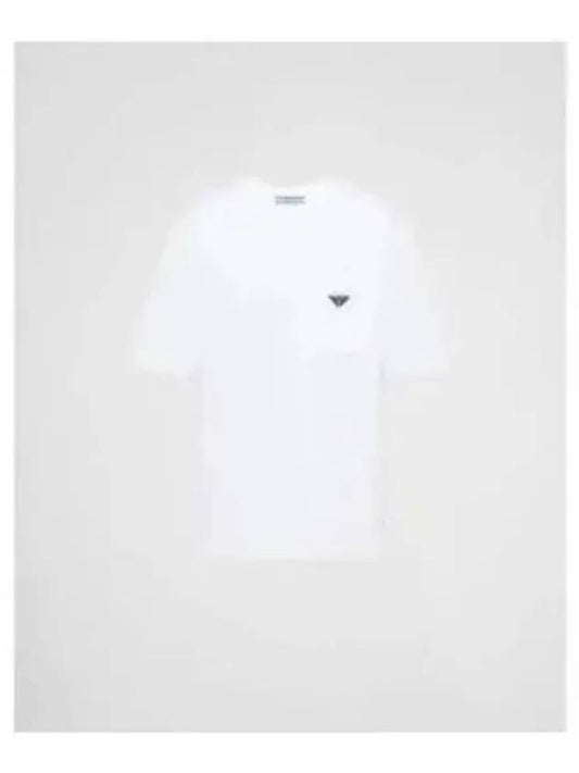 Triangle Logo Jersey Short Sleeve T-Shirt White - PRADA - BALAAN 2