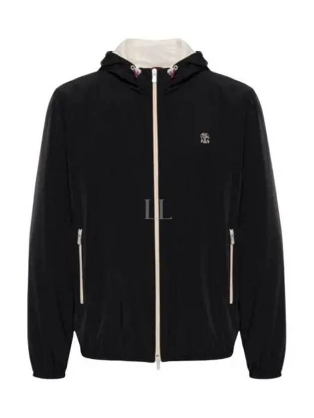 Embroidered Logo Zip-up Hoodie Black - BRUNELLO CUCINELLI - BALAAN 2