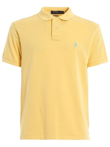 Men's Mint Embroidery Logo Short Sleeve PK Shirt Light Yellow - POLO RALPH LAUREN - BALAAN.