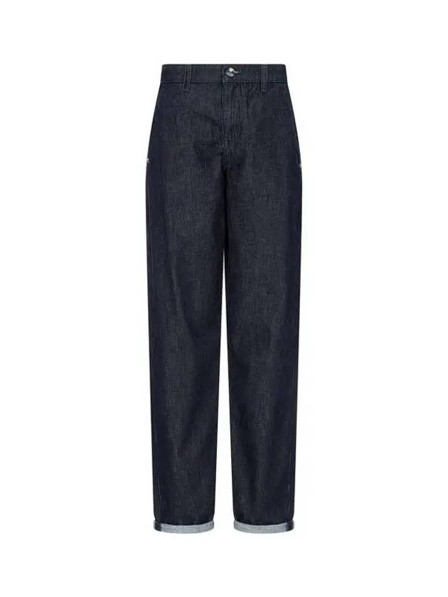 Women s Velor Striped Tapered Jeans Blue - EMPORIO ARMANI - BALAAN 1