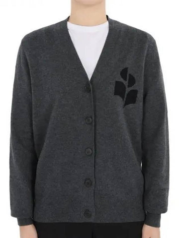 Women s Karin Logo V neck Cardigan Dark Gray CA0008FA A1X05E 02AN 1064624 - ISABEL MARANT - BALAAN 1