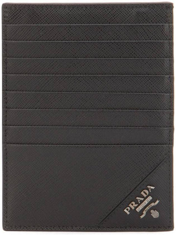 Saffiano Logo Multi Pocket Card Wallet Black - PRADA - BALAAN.