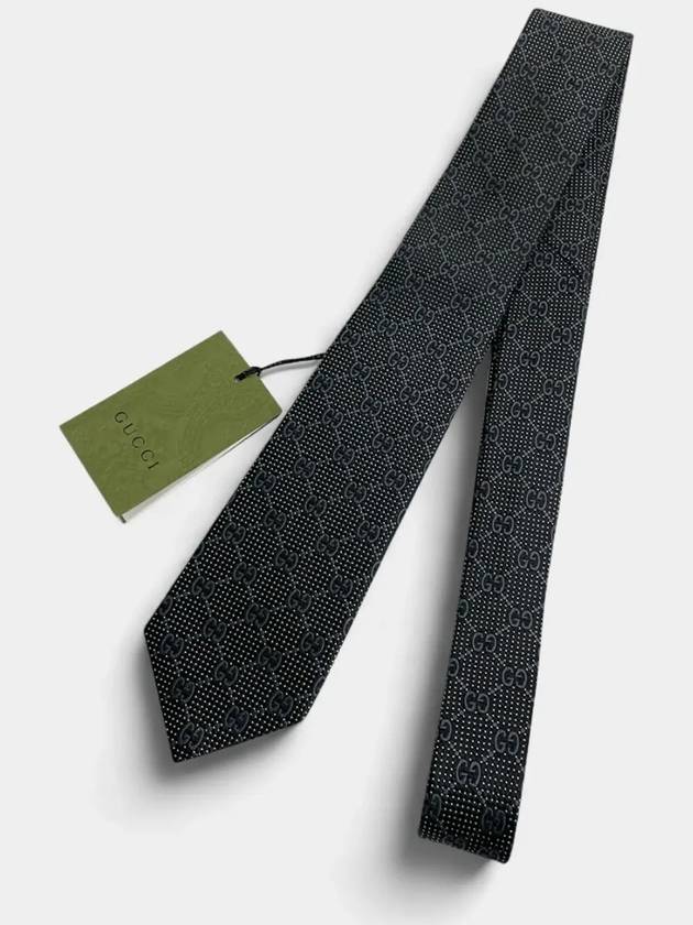 Men's GG Dot Pattern Silk Necktie Black - GUCCI - BALAAN 6