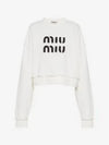 Women's Embroidered Logo Cotton Sweatshirt White - MIU MIU - BALAAN 2