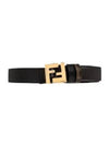 FF Squared Leather Belt Black Brown - FENDI - BALAAN 2