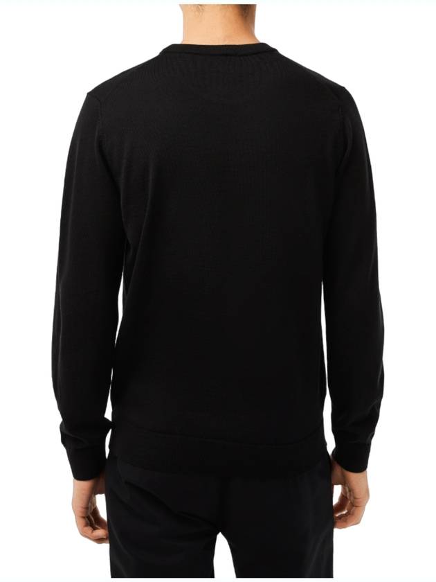 Crew Neck Merino Wool Knit Top Black - LACOSTE - BALAAN 4