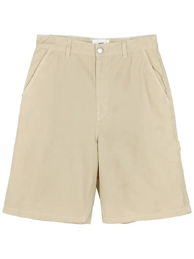 Men's Worker Fit Bermuda Shorts Beige - AMI - BALAAN 4