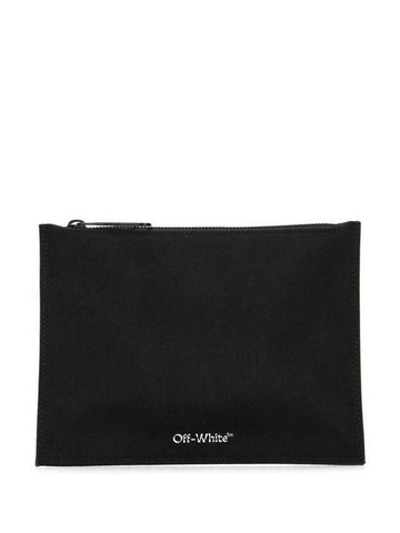 Logo Zipper Clutch Bag Black - OFF WHITE - BALAAN 1