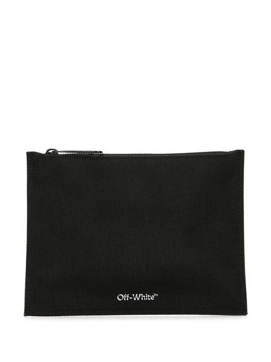 logo zipper clutch bag black - OFF WHITE - BALAAN.