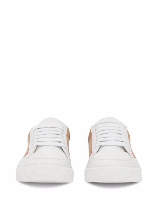 House Check Leather Sneakers Optic White - BURBERRY - BALAAN 6