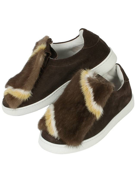 Joshua Sanders Women's Fur Sneakers 10194V1W FRINGE BROWN JSS031 - JOSHUA SANDERS - BALAAN 2