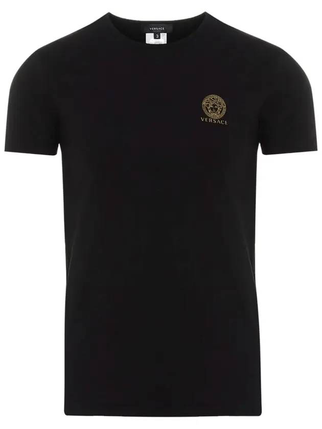 Men's Logo Medusa Cotton Short Sleeve T-Shirt Black - VERSACE - BALAAN.