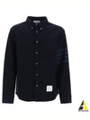 Men's 4 Bar Tech Twill Button Down Long Sleeve Shirt Navy - THOM BROWNE - BALAAN 2