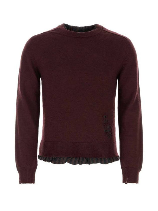 Distressed Layered Wool Knit Top Burgundy - MAISON MARGIELA - BALAAN 1