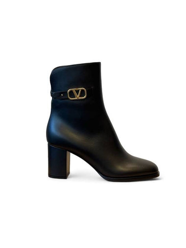 V Logo Signature Leather Boots Black - VALENTINO - BALAAN 1