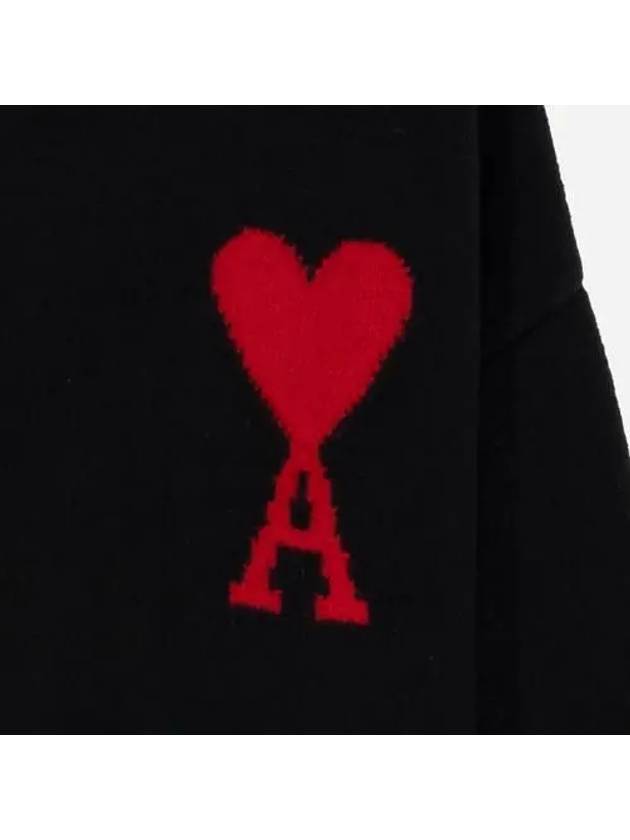 Big heart logo men s turtleneck knit black BKUKS402 018 - AMI - BALAAN 3