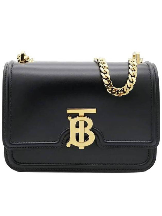 TB Leather Chain Small Shoulder Bag Black - BURBERRY - 1