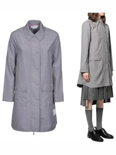 Military Ripstop Round Collar Over Pea Coat Medium Grey - THOM BROWNE - BALAAN 2