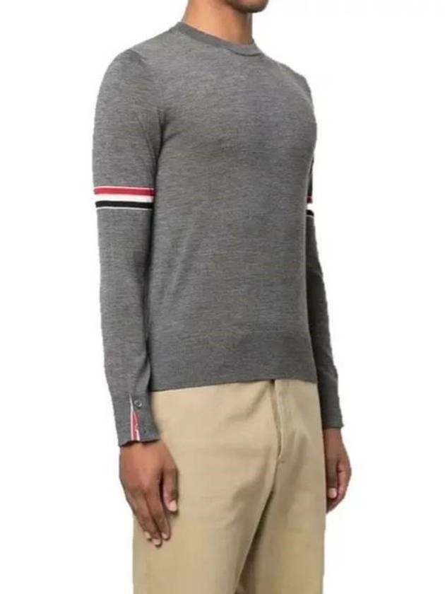 Merino Striped Crew Neck Knit Top Grey - THOM BROWNE - BALAAN 3