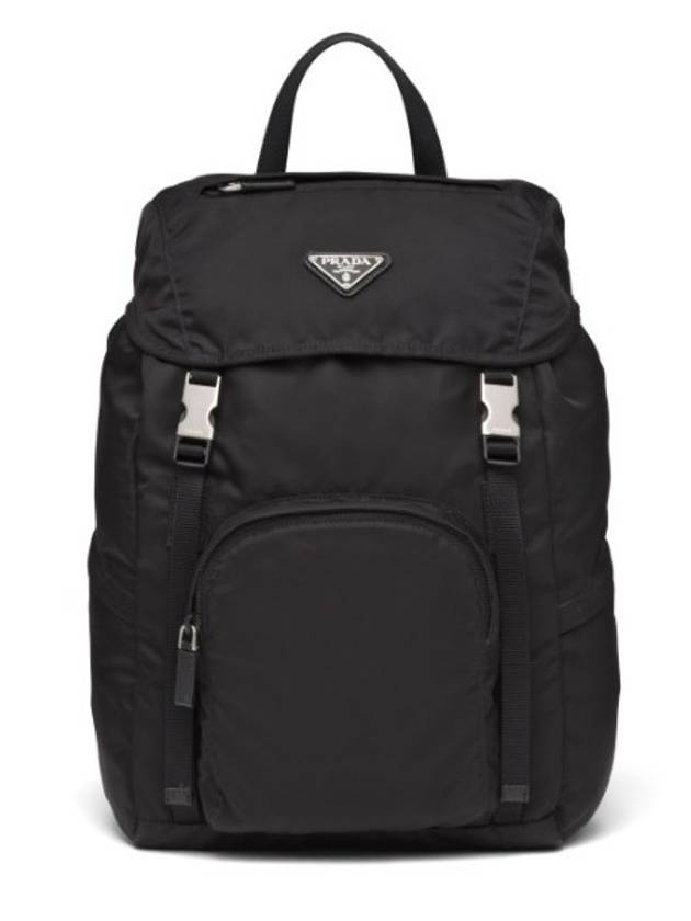 Re-nylon triangle logo backpack black - PRADA - BALAAN.