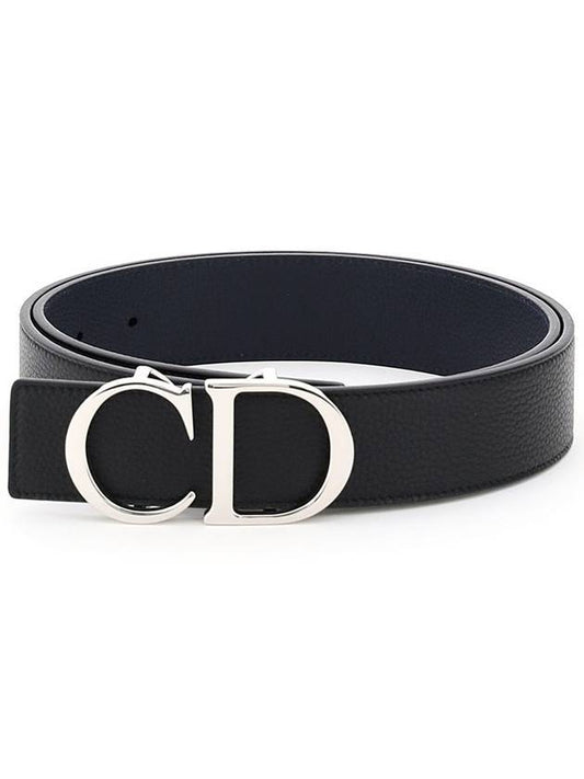 Homme CD Logo Reversible Leather Belt Black Navy - DIOR - BALAAN 1
