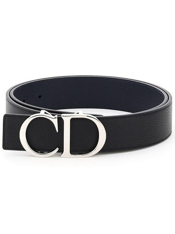 CD Logo Reversible Leather Belt Black Navy - DIOR - BALAAN 1