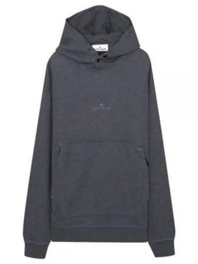 Cotton Fleece Embroidered Logo Hoodie Dark Grey Melange - STONE ISLAND - BALAAN 2