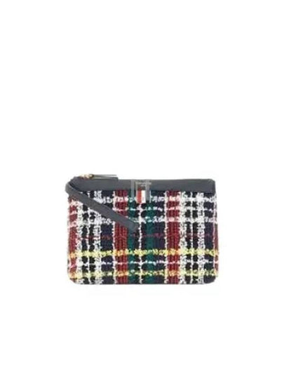 Hunting Tartan Eyelash Tweed Clutch Bag Black - THOM BROWNE - BALAAN 2