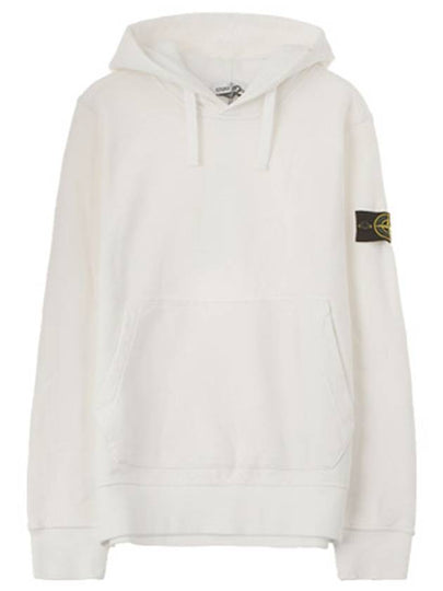 Men's Wappen Patch Brushed Cotton Hoodie White - STONE ISLAND - BALAAN 2