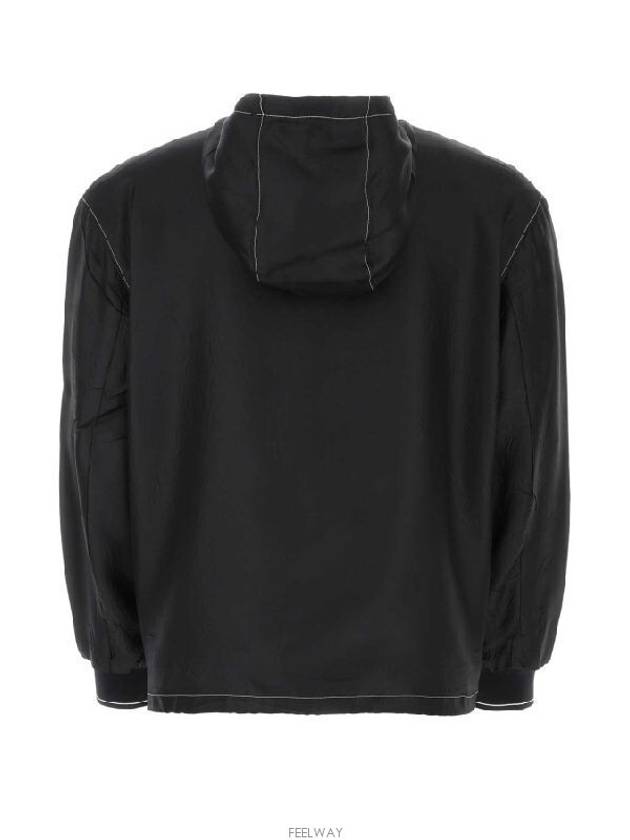 Silk Zip-Up Jacket Black - PRADA - BALAAN 4