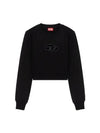 F Slimmy Cutout Logo Crop Sweatshirt Black - DIESEL - BALAAN 3