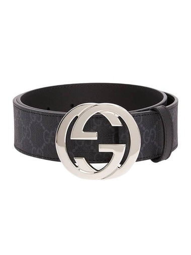 GG Supreme Interlocking G Buckle Belt Black - GUCCI - BALAAN 1