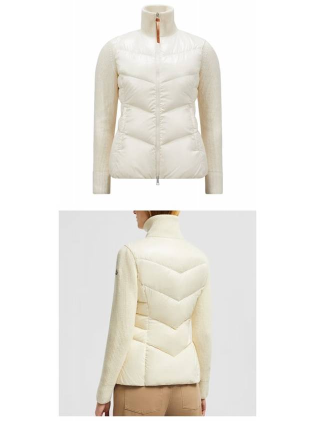 Logo patch knit down mix zip up ivory women s jacket 9B00041 M1241 034 TFS - MONCLER - BALAAN 4