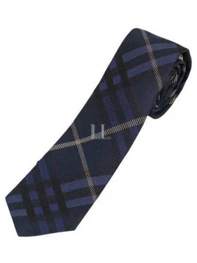 Check Pattern Silk Tie Midnight - BURBERRY - BALAAN 2