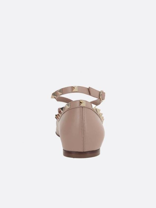 Rockstud Calf Leather Ballerina Pink - VALENTINO - BALAAN 4