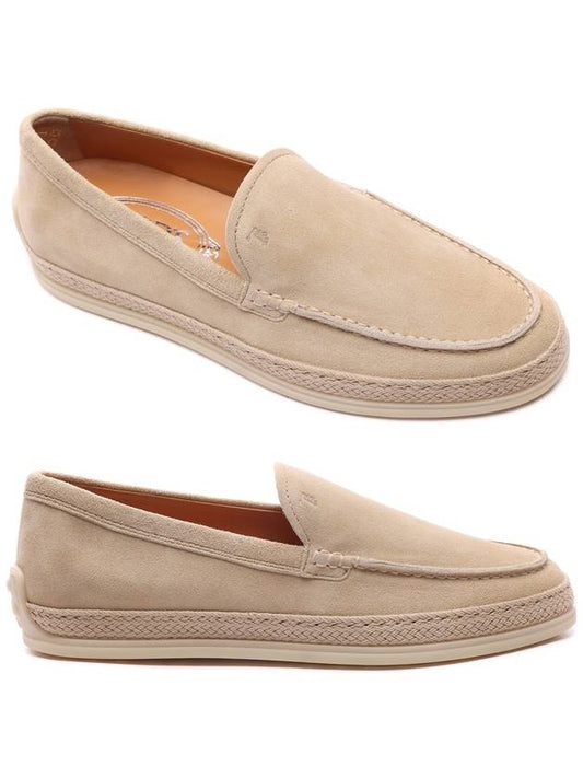 Logo Suede Loafers Beige - TOD'S - BALAAN 2