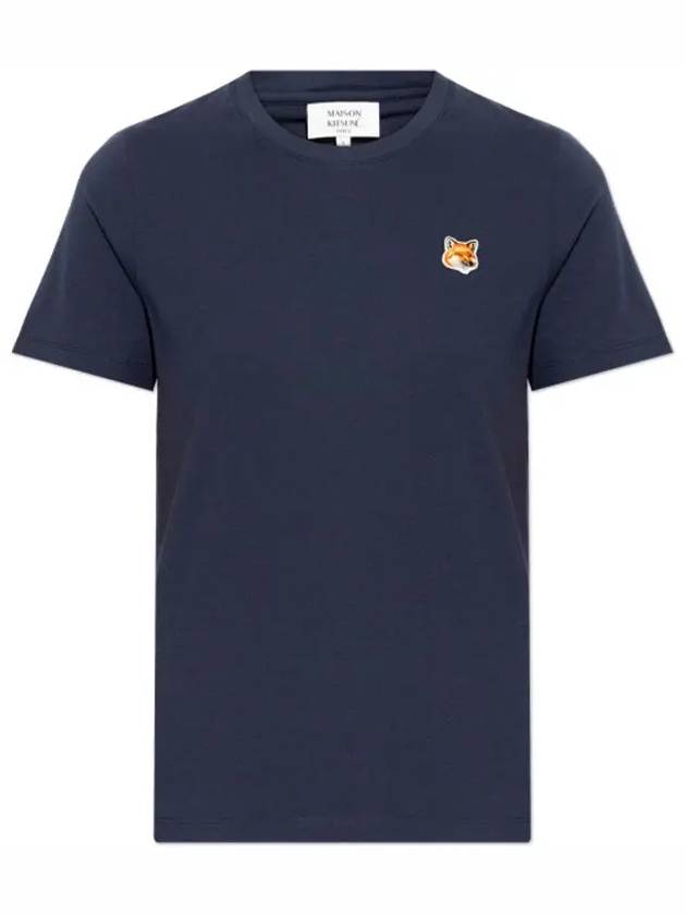 Fox Head Patch Regular Short Sleeve T-Shirt Navy - MAISON KITSUNE - BALAAN 4