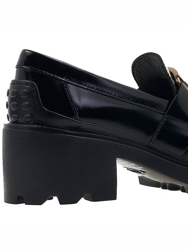 T Logo Leather Loafer Heels Black - TOD'S - BALAAN 11