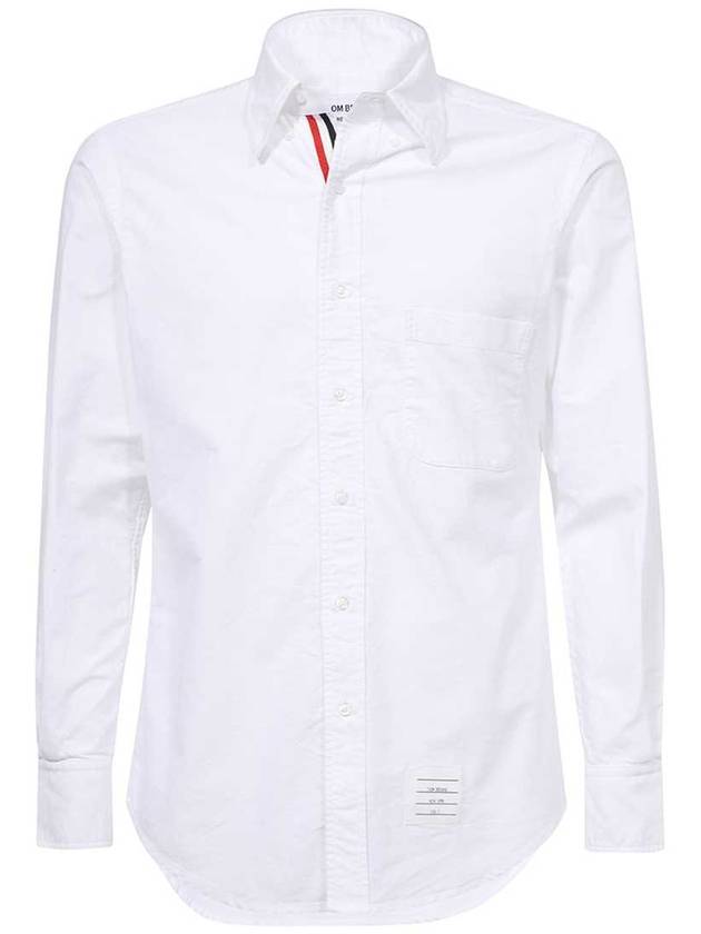 Men's Logo Patch Classic Cotton Long-Sleeve Shirt White - THOM BROWNE - BALAAN 2