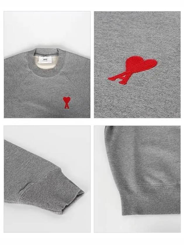 Cotton Heart Logo Sweatshirt Heather Grey - AMI - BALAAN 5