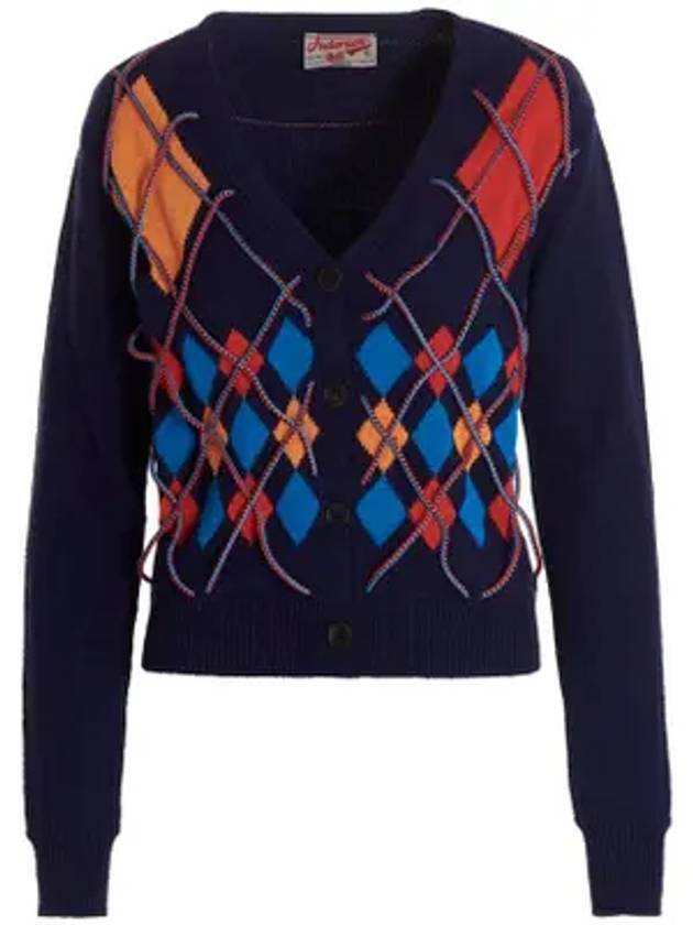 Argyle Knit Cardigan Navy - ANDERSSON BELL - BALAAN 1