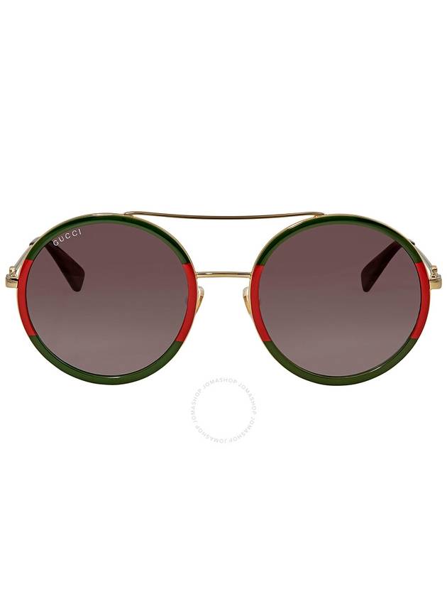 Eyewear Round Frame Gold Sunglasses Green Red - GUCCI - BALAAN 3