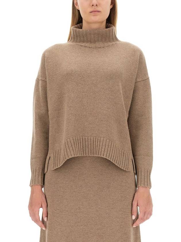 Women's GIANNA Wool Blend Turtleneck Dark Beige - MAX MARA - BALAAN 2