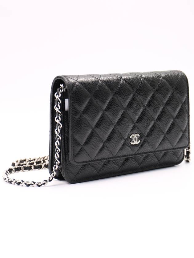 Classic Crossbag On Chain Grained Calfskin & Silver Black - CHANEL - BALAAN 4